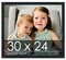 30x24 Slim Profile Black Picture Frame - UV Acrylic, Foam Board Backing, Hanging Hardware